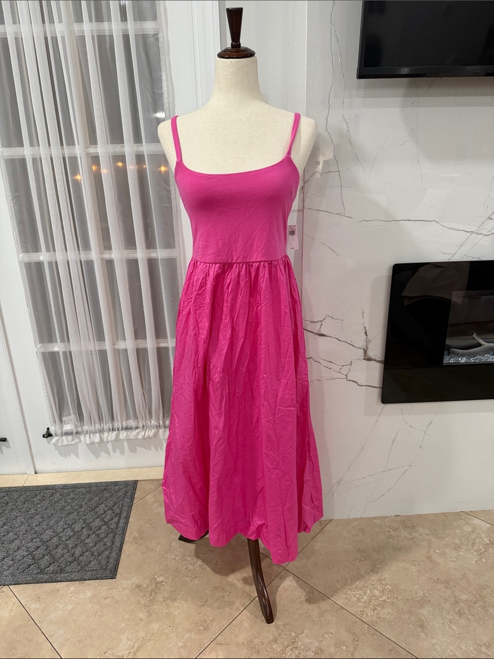 Old Navy Hot Pink Spaghetti Strap Midi Dress
